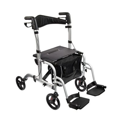 Rollator Wheelchair 2in1 Foldable Silver And Black
