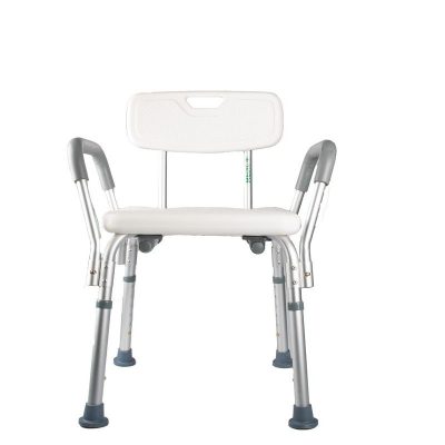 Shower Chair With Arm Rest & Backrest Aluminum White